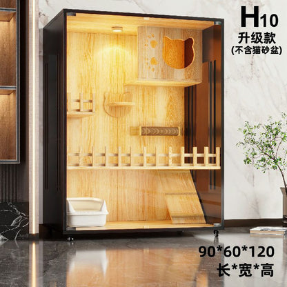 Wooden cat villa on the second and third floors of the super large cat cage cat house cat house home indoor cat house cat kennel pet cabinet