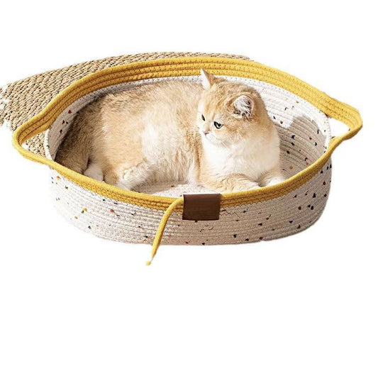 Summer Cotton Rope Basket Cat Nest Mat All Seasons Universal Cat Bed Cat Scratch Nest Cat Sleeping Dog Nest Straw Nest Spot