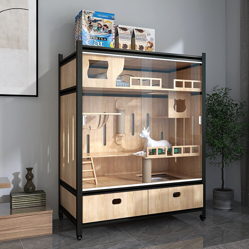 Luxury double-layer cat villa wholesale cat delivery room large space cat cage cat house solid wood cat cabinet cat cage