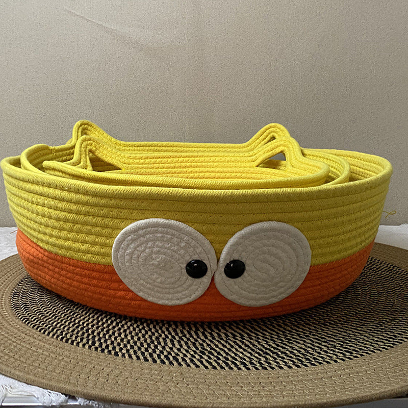 Four Seasons Universal Cat Nest Rattan Cotton Thread Cat Nest Cat Nest Cat Mat Cute Sleeping Mat Kitten Mat Pet Nest