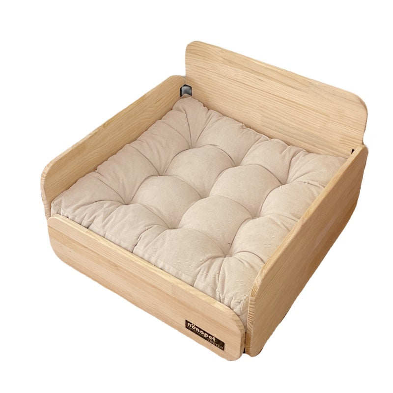 Pet sofa, wooden pet cat and dog bed, pet sofa universal in all seasons, ground-free sofa, small dog nest