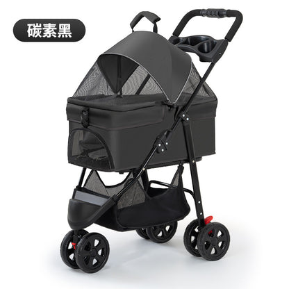 Wholesale Pet Cart Dog Cat Teddy Baby Cart Out Small Three Wheeled Pet Cart Lightweight Foldable Outdoor