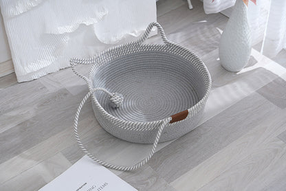 Straw winter warm cat nest, cattail grass weaving cat supplies universal in all seasons, super large pet nest spot