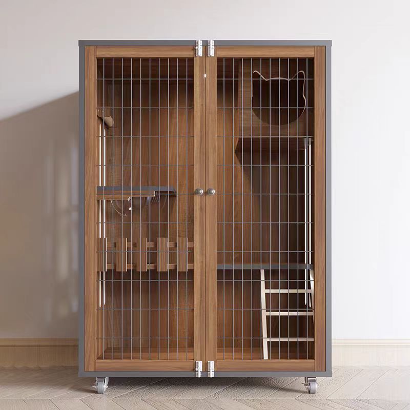 Wooden cat villa household indoor cat cage grid door cat house three-layer cat cabinet breeding cage cat nest luxury cat house