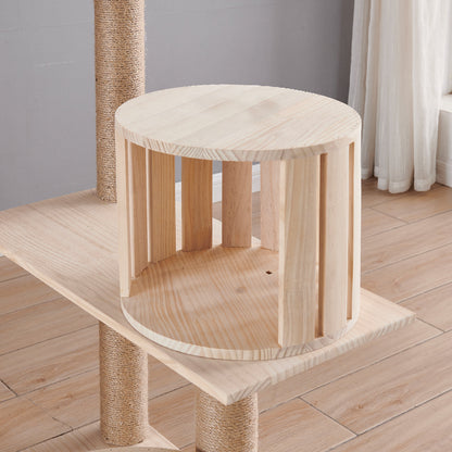 Wholesale Solid Wood Cat Climbing Frame Cat Jumping Platform Cat Scratch Post Resistant Scratch Hemp Pillar Cat Ball Pet Toys