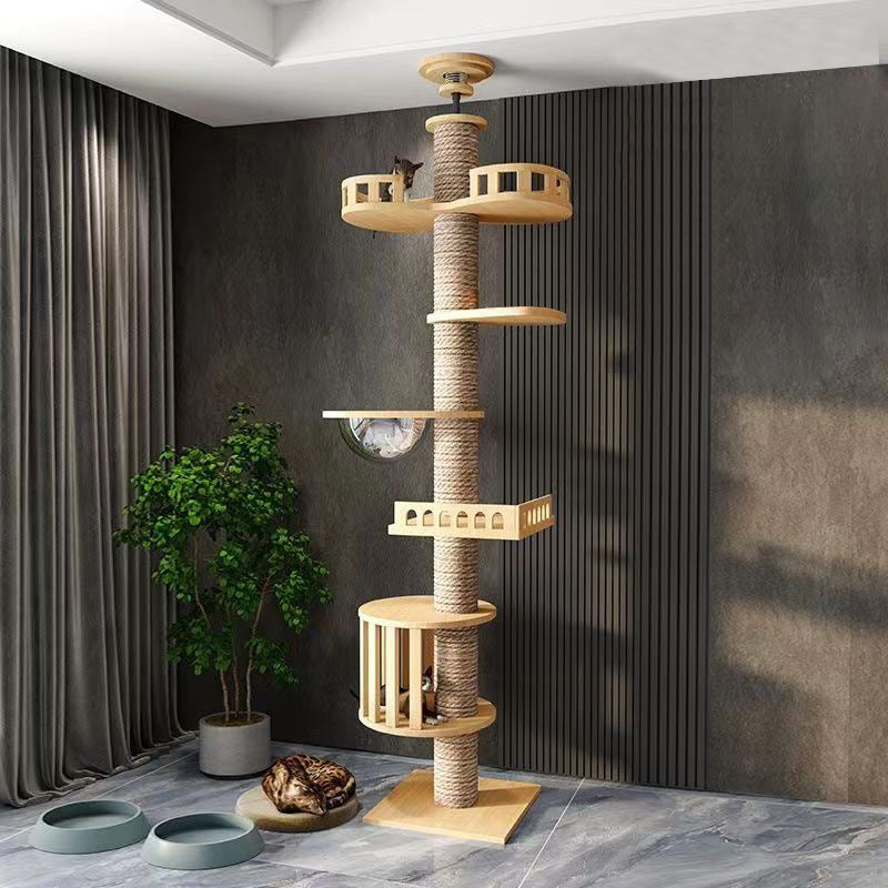 Wholesale Tongtian Post Cat Climbing Frame Cat Toy Cat Scratch Board Factory Solid Wood Bold and Firm Top-notch Cat Scratch Post