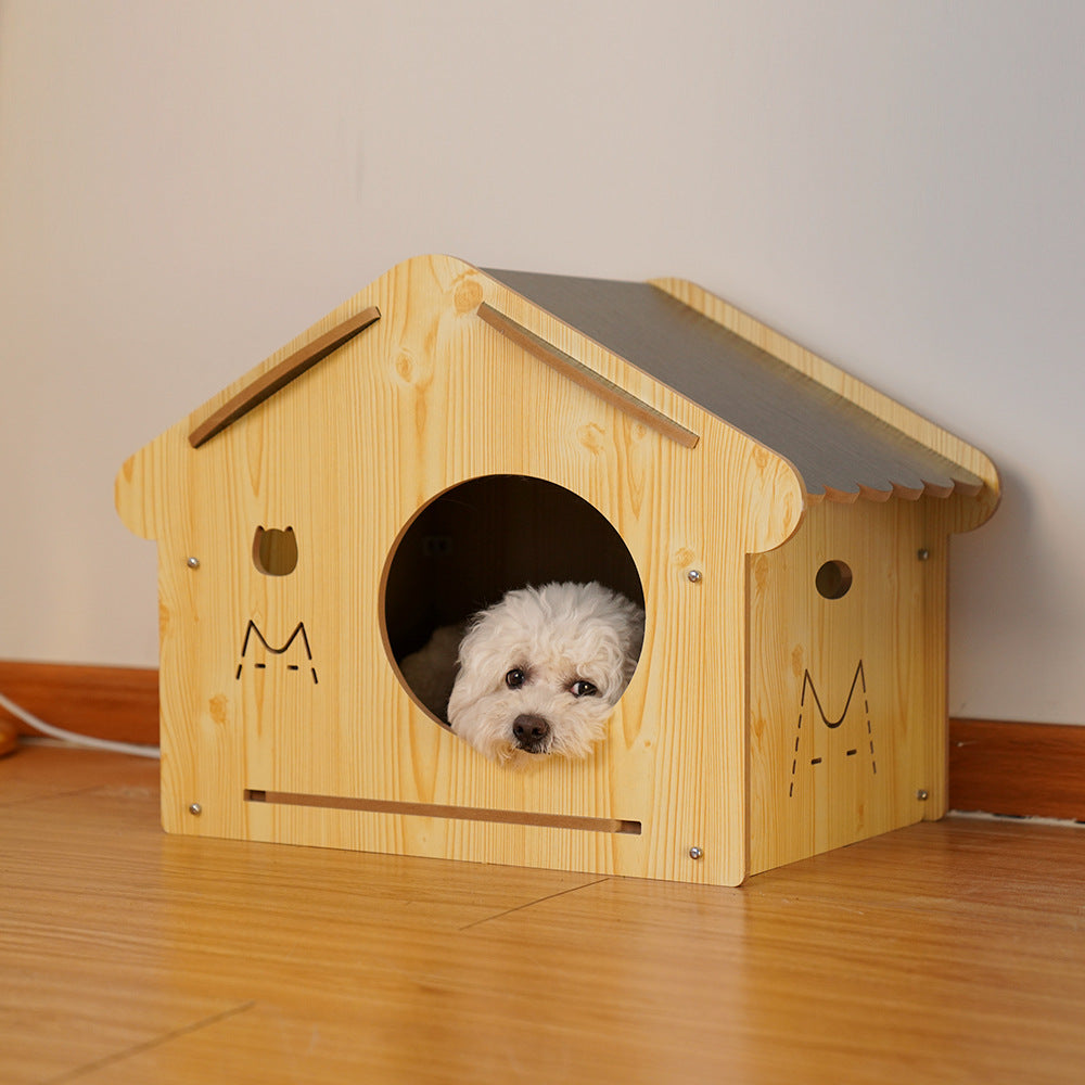 Wholesale Four Seasons Pet Wooden House Cat's Nest Kennel Bedroom Home Wooden Splicing Assembly Cat and Dog Universal House