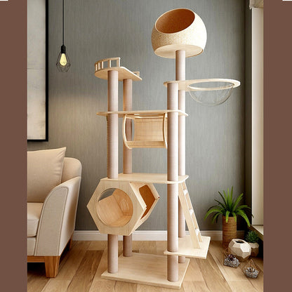 Large cat frame Cat climbing frame Wholesale Solid wood cat nest Jump platform Space capsule Original luxury cat rack Integrated type