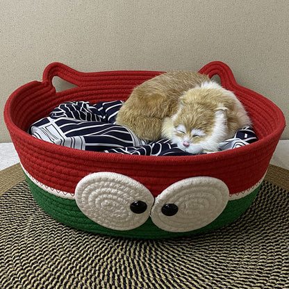 Four Seasons Universal Cat Nest Rattan Cotton Thread Cat Nest Cat Nest Cat Mat Cute Sleeping Mat Kitten Mat Pet Nest