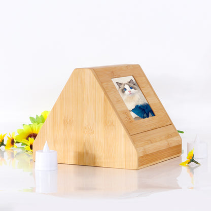 Funeral Supplies Cat and Dog Memorial Box Small Pet Solid Wood Photo Frame Wooden Pet Urn