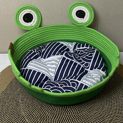 Woven cat nest frog prince design pet nest universal in all seasons washable grinding claws cat scratching board integrated sleeping nest