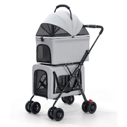 Double Pet Cart Dog Cat Teddy Baby Cart Out Pet Cart Lightweight Foldable Outdoor Travel