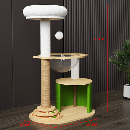 Wholesale cat climbing frame imitation solid wood large cat jumping platform space capsule cat nest cat tree integrated cat scratching board