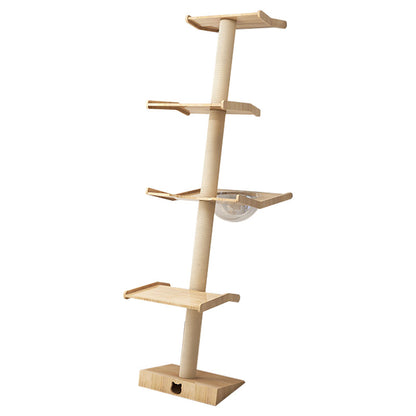 Wholesale custom cat climbing frame Small apartment solid wood against the wall cat scratching board integrated leaning tower leaning against the cat jumping platform climbing column wall type