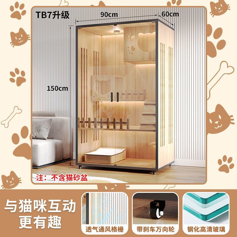 Cat Villa Wooden Cat Cage Household Indoor Double-layer Cat Cabinet Three-layer Cat House Pet Cabinet Cat Nest Cat House