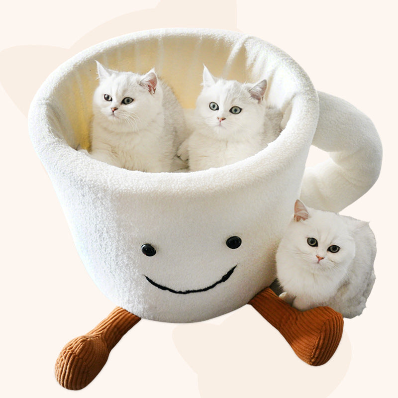 Wholesale new comfortable and fun self-hi guest coffee cup high value creative cartoon cup warm pet nest cat nest