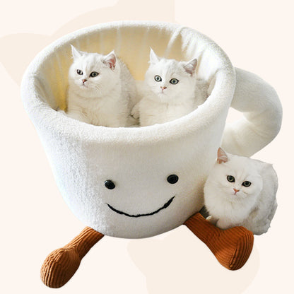 Wholesale new comfortable and fun self-hi guest coffee cup high value creative cartoon cup warm pet nest cat nest