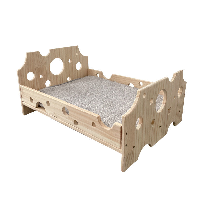 Cat pet cheese bed, smooth rounded edges, cute style, solid wood universal in all seasons