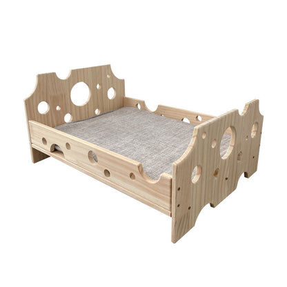 Cat pet cheese bed, smooth rounded edges, cute style, solid wood universal in all seasons