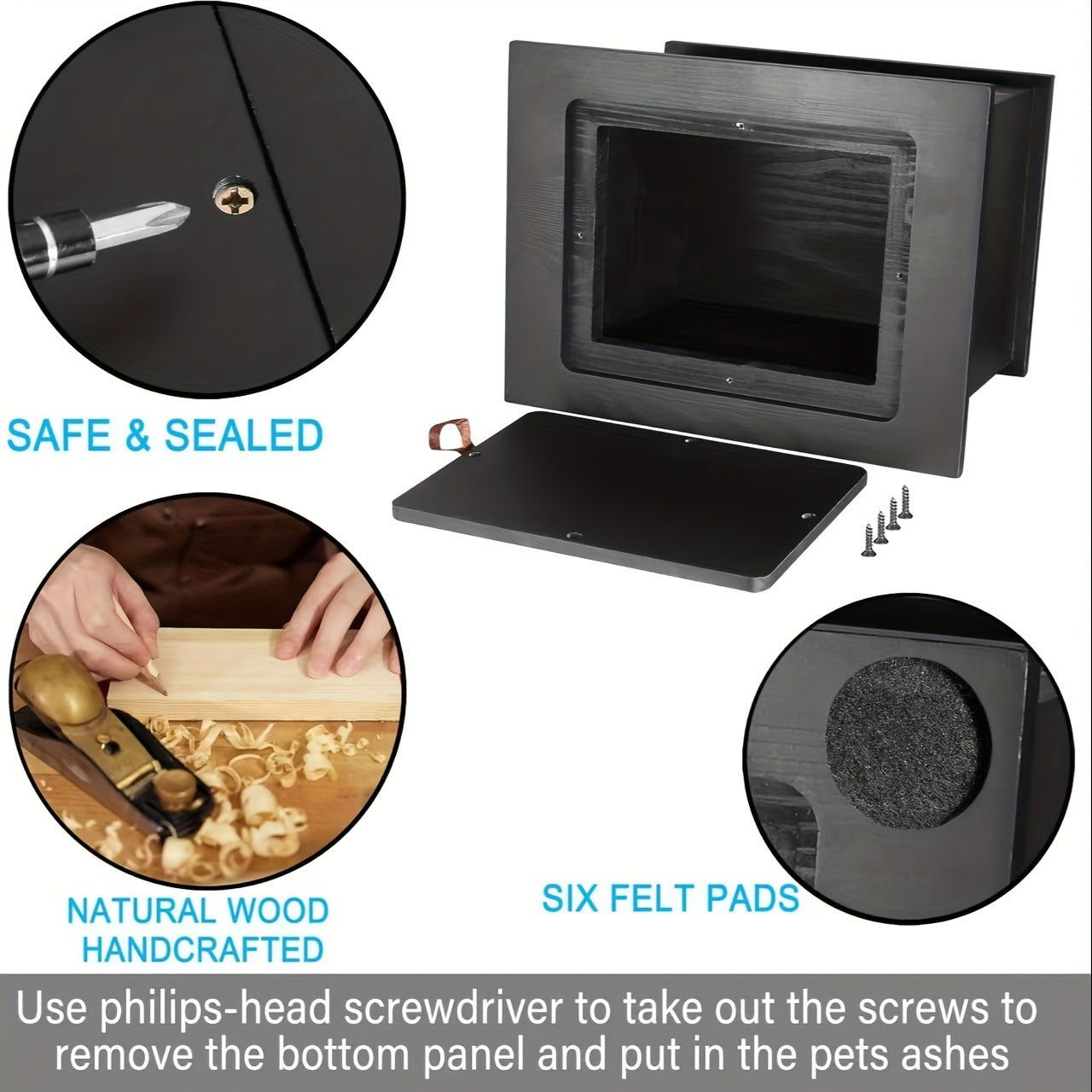 Pet urn, wooden black rainbow dog paw frame, suitable for cats and dogs and other pets