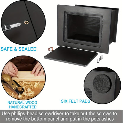 Pet urn, wooden black rainbow dog paw frame, suitable for cats and dogs and other pets