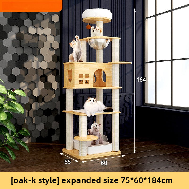 Large solid wood cat climbing frame cat nest simple and integrated four-season universal cat shelf cat jumping platform cat scratching board cat supplies