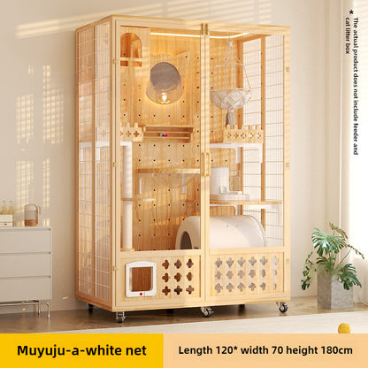 Large cat villa cat house household luxury cat cage indoor glass oversized cat integrated panoramic wooden cat house