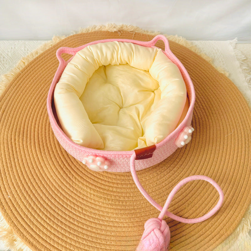 Universal in all seasons, wear-resistant, winter sleeping cat nest chips, pets can be woven with water, but cannot be washed off, scratching cat nest cotton and linen nest