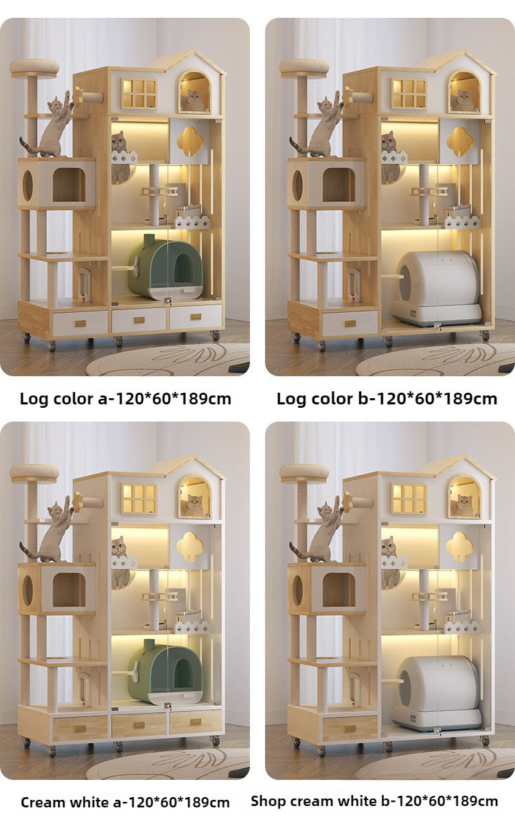 cat villa Cat Castle Big Cat Large Cat Cage Villa Three-layer Solid Wood Large Luxury Wooden Household Cat Cage Multi-layer Cat Cabinet