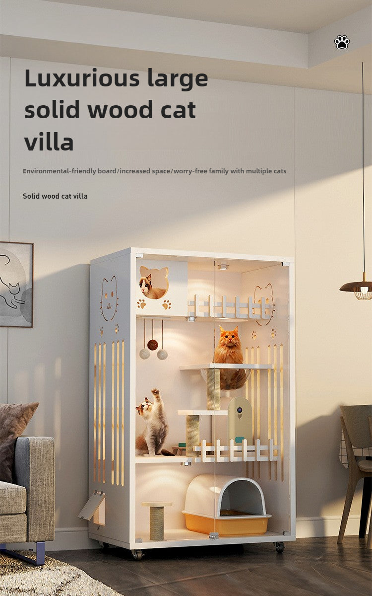 Cat cage Solid wood household indoor cat nest Cat house Large free space Cat house Cat house Cat cabinet Cat villa