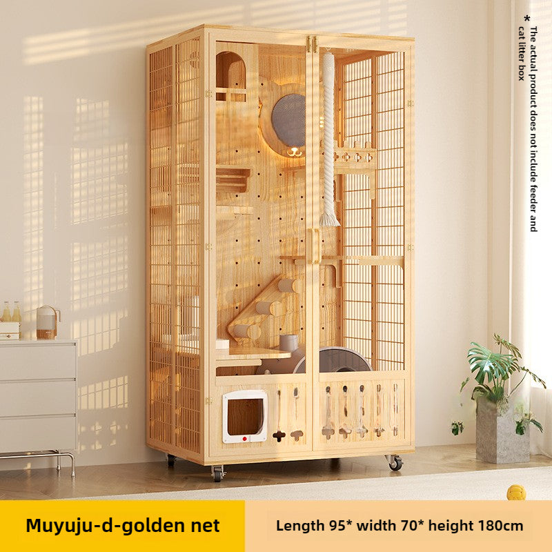 Large cat villa cat house household luxury cat cage indoor glass oversized cat integrated panoramic wooden cat house