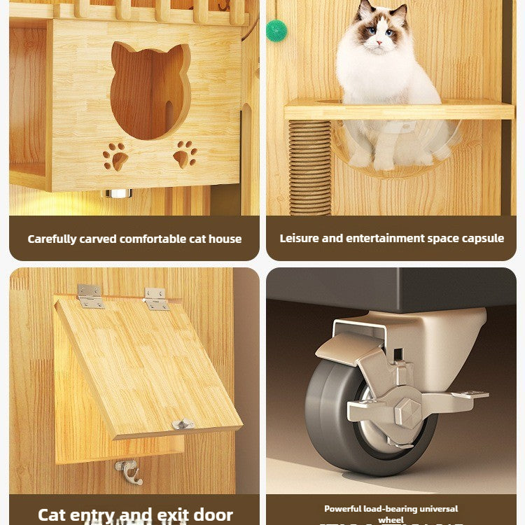 Solid wood cat villa pet wooden small cat house large cat house household double-layer fully enclosed cat villa high quality