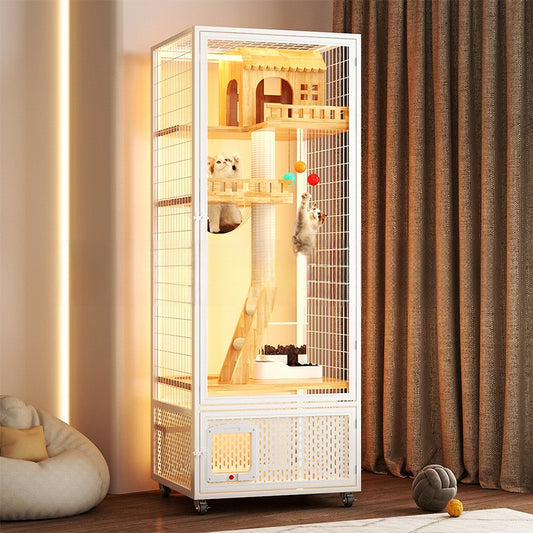 Large glass panoramic large glass ultra-luxury cat villa household cat cage house indoor cat cat house breathable