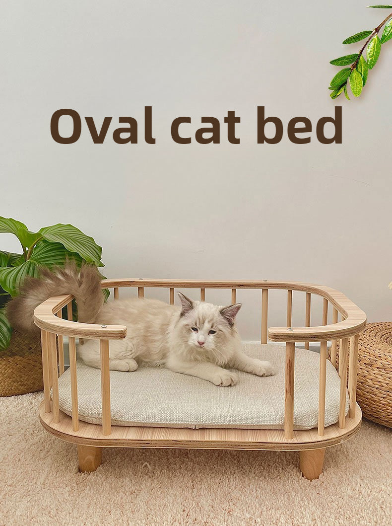 Solid wood pet dog bed cat bed off the ground breathable four seasons universal moisture-proof removable pet nest medium and small dog bed