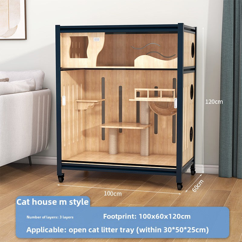 Luxury double-layer cat villa wholesale cat delivery room large space cat cage cat house solid wood cat cabinet cat cage