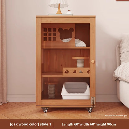 Wholesale Solid Wood Cat Villa Cat Cage Household Indoor Cat Nest Cat House Large Free Space Cat Castle Cat House Cat Cabinet