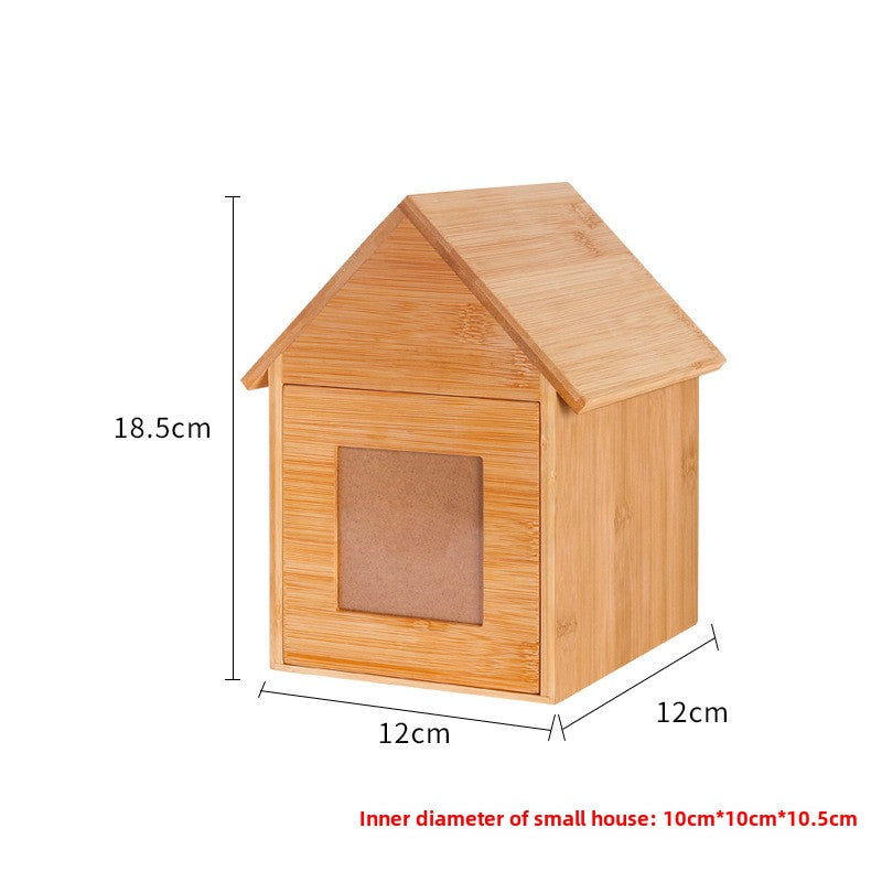 Wooden cat and dog commemorative box Pet supplies Wooden box with photo frame Drawer wooden pet urn