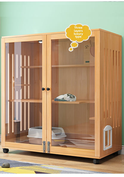Wholesale economical cat villa solid wood cat cage waterproof cat cabinet double layer cat house cat house household indoor cat house cat nest cat cage