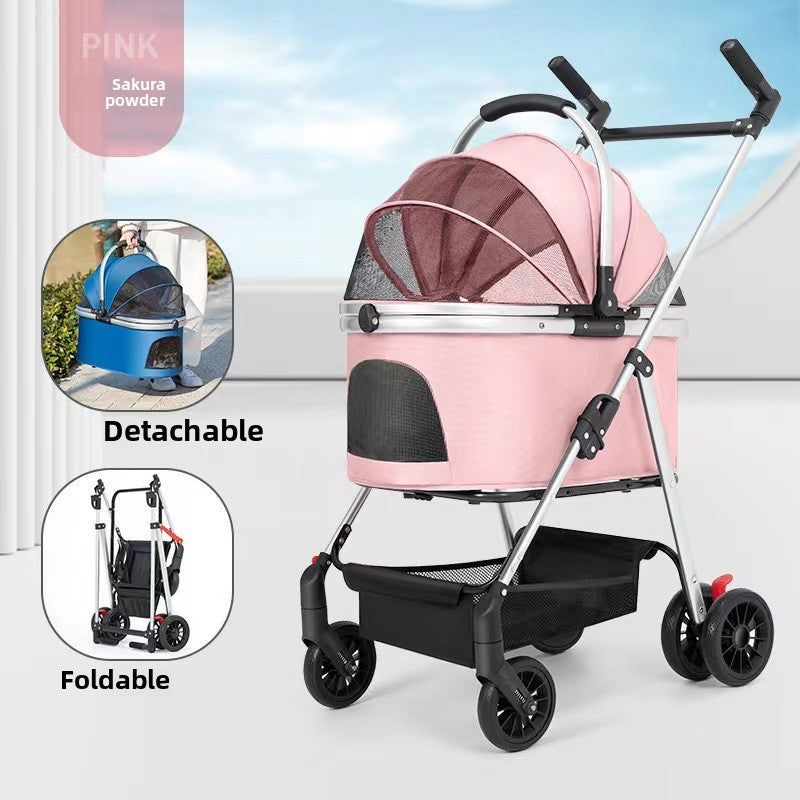 Wholesale medium and large dog pet cart dog cat teddy baby cart out small pet cart lightweight foldable