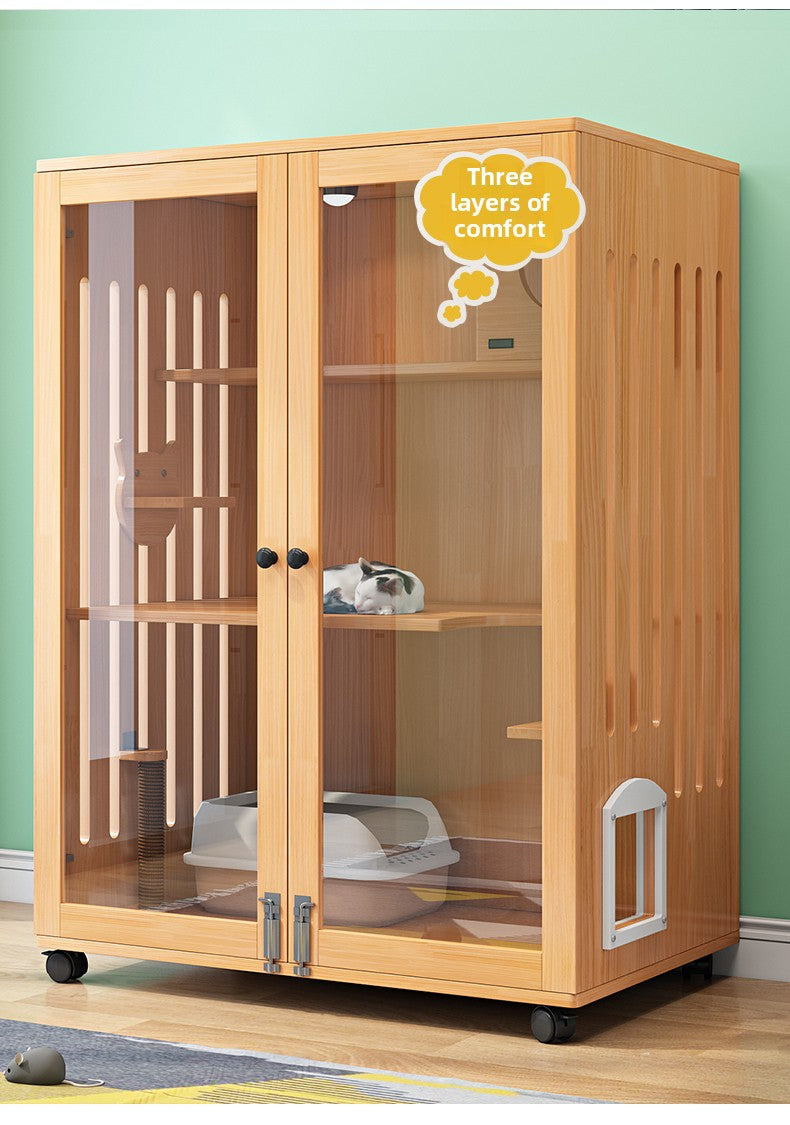 Wholesale economical cat villa solid wood cat cage waterproof cat cabinet double layer cat house cat house household indoor cat house cat nest cat cage