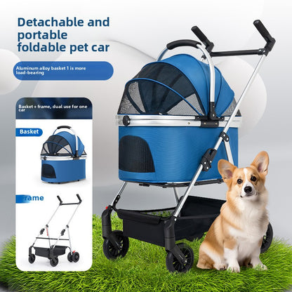 Wholesale medium and large dog pet cart dog cat teddy baby cart out small pet cart lightweight foldable