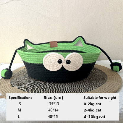 New woven cat nest in summer, pet nest, universal in all seasons, wear-resistant and scratch-resistant, self-hi ball integrated, washable and warm nest