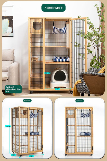 Cat Villa Factory Direct Sales Solid Wood Cat Cage Large Pet Household Cage Indoor Three Layers Four Layers Free Space