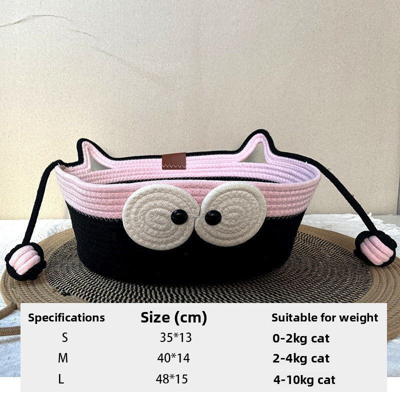 New woven cat nest in summer, pet nest, universal in all seasons, wear-resistant and scratch-resistant, self-hi ball integrated, washable and warm nest