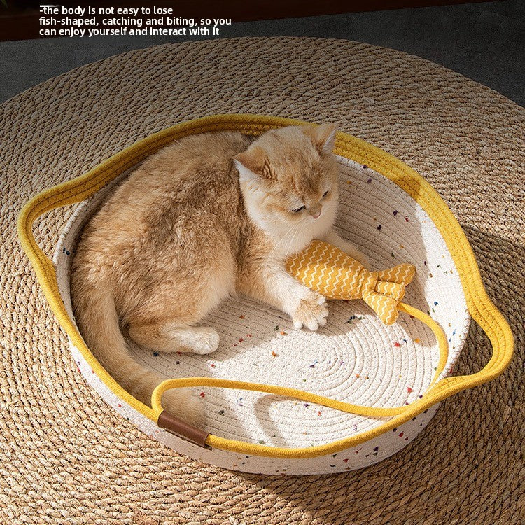 Summer Cotton Rope Basket Cat Nest Mat All Seasons Universal Cat Bed Cat Scratch Nest Cat Sleeping Dog Nest Straw Nest Spot