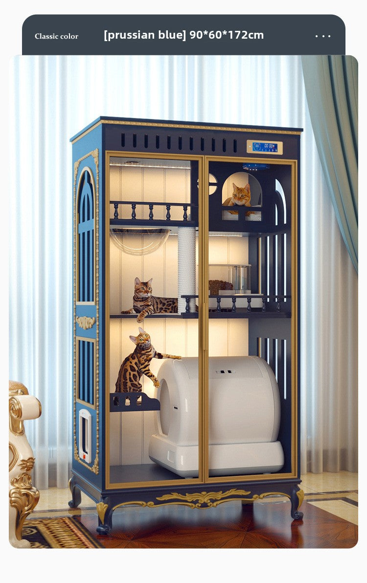 Luxury solid wood new cat villa large space cat cage household cat house cat cabinet opposite door cat villa