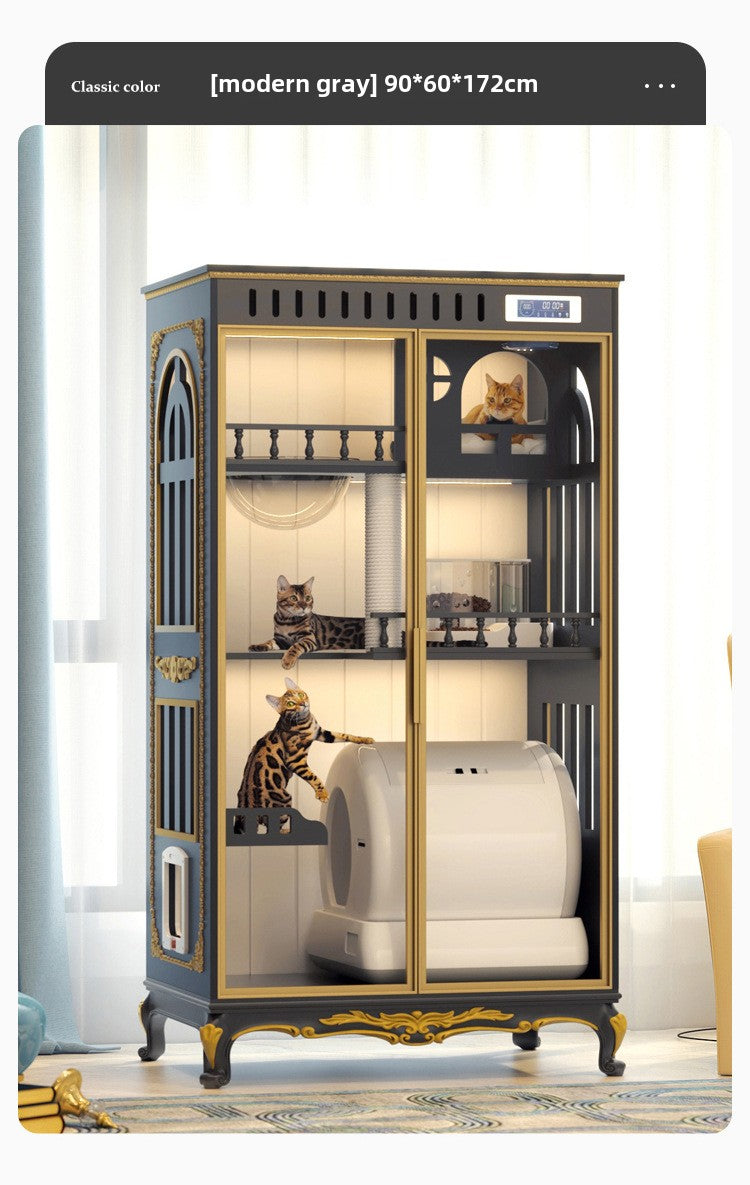 Luxury solid wood new cat villa large space cat cage household cat house cat cabinet opposite door cat villa