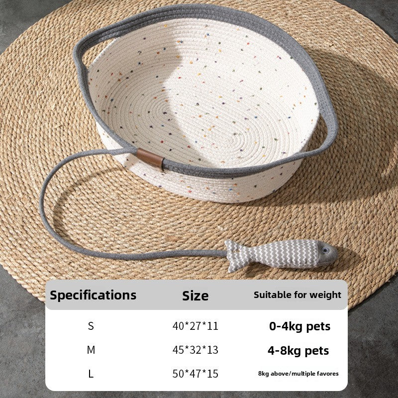 Summer Cotton Rope Basket Cat Nest Mat All Seasons Universal Cat Bed Cat Scratch Nest Cat Sleeping Dog Nest Straw Nest Spot