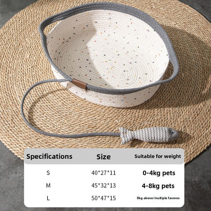 Summer Cotton Rope Basket Cat Nest Mat All Seasons Universal Cat Bed Cat Scratch Nest Cat Sleeping Dog Nest Straw Nest Spot