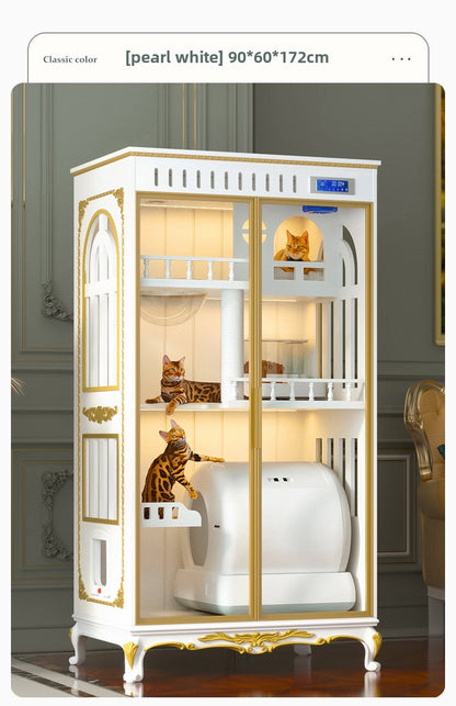 Luxury solid wood new cat villa large space cat cage household cat house cat cabinet opposite door cat villa